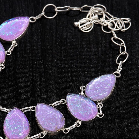 Pink Australian Triplet Opal Necklace! 925 Sterling Silver Stamped! - Picture 2 of 16